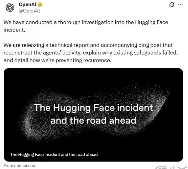 OpenAI's official tweet announcing the full investigation report, August 27, 2026