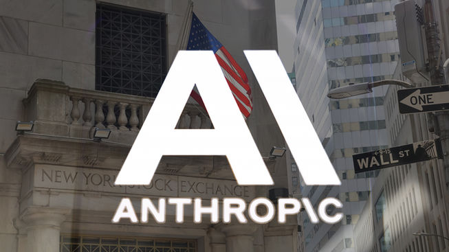 New York Stock Exchange with Anthropic branding