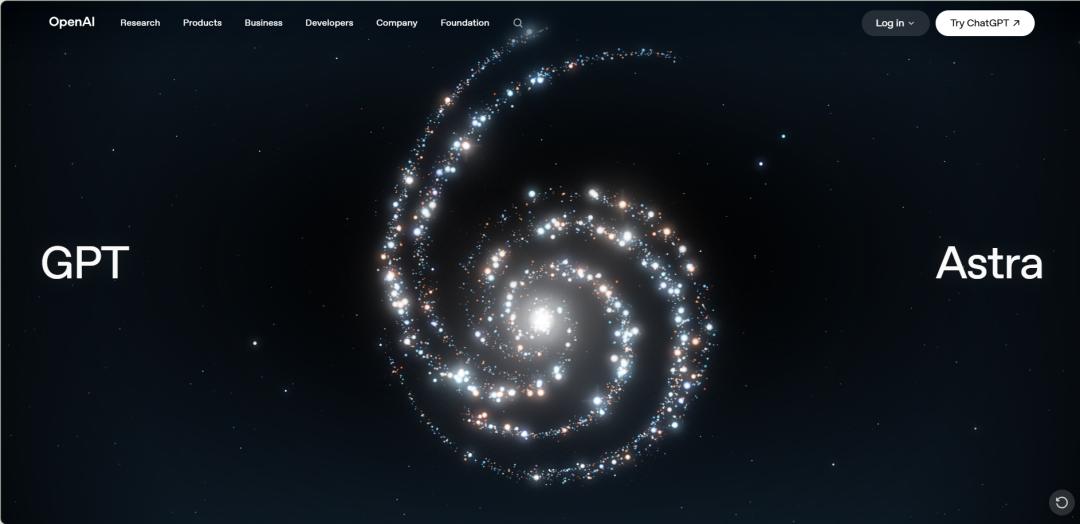 OpenAI official GPT-6 Astra webpage with galaxy background