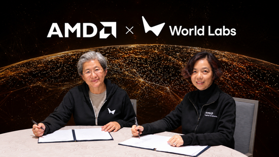 AMD CEO Lisa Su and World Labs founder Fei-Fei Li signing the acquisition agreement