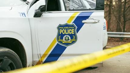 Philadelphia Police vehicle at crime scene