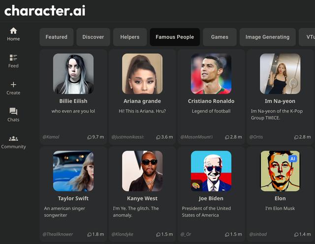 Character.AI app interface