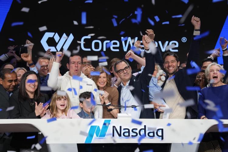 CoreWeave founders ring the NASDAQ opening bell, March 2025