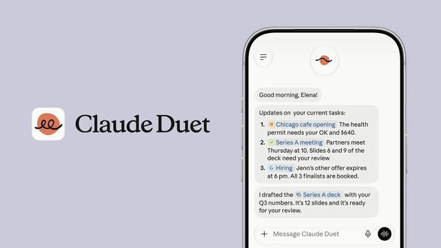 Claude Duet official announcement showing the app interface on an iPhone