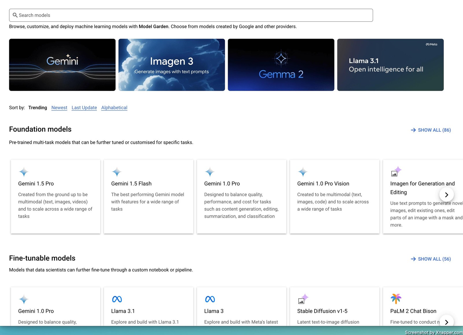 Google Cloud Model Garden interface